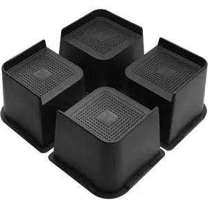 Bed Risers 2 inch, 3 inch, 4 inch, 6 inch or 8 inch Heavy Duty Furniture Risers, Up to 6000 Lbs L Shaped Design Bed Lifts Blocks for Couch Desk Sofa Table (Black, 4 Inch 4 Pack)