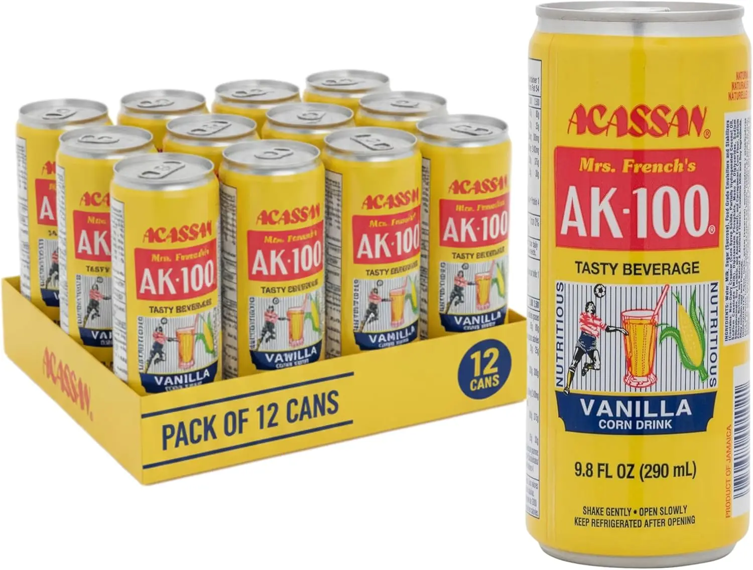 Ak-100 Vanilla Corn Drink, 9.8 fl Oz (Pack of 12), Sweet, Beverage