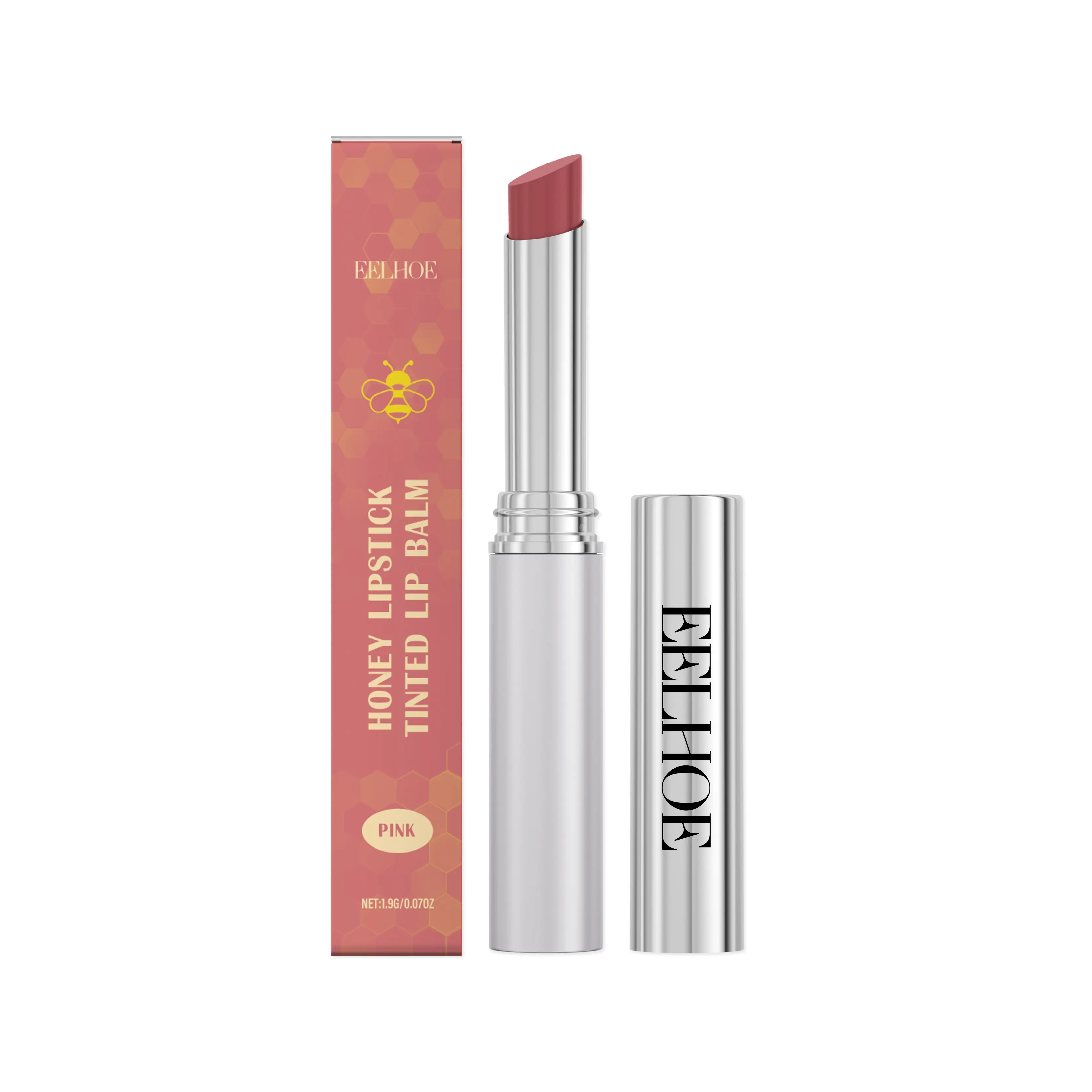 Dual Purpose Honey Tinted Lip Balm 1.9g Pink Shade, Moisturizing Repair Chapped Cracked Lips, Natural Glossy Light Nude Pink Lip Makeup Stick lipstick