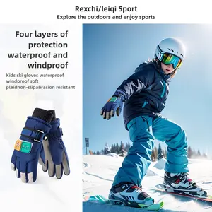 Children's Ski Gloves Winter Warm Fleece Thickened Boys and Girls Baby Outdoor Riding Non-Slip Snow Play Waterproof Gloves