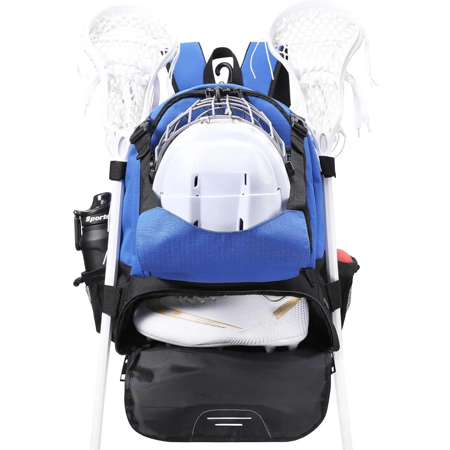 Lacrosse Bag, Field Hockey Bag with Two Stick Holders, Large Lacrosse Backpack with Separate Cleats Shoe Compartment