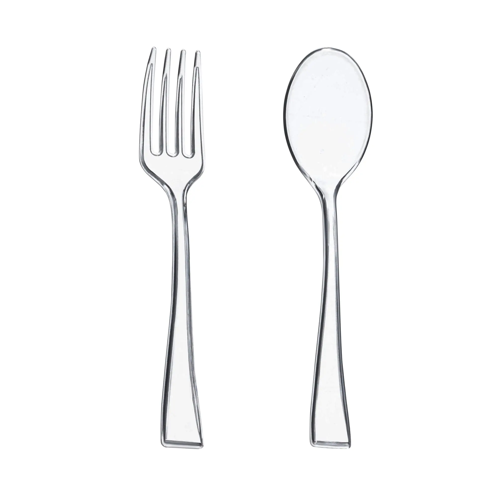 Clear Disposable Plastic Mini Flatware Set - 24 Dessert Spoons and 24 Dessert Forks
