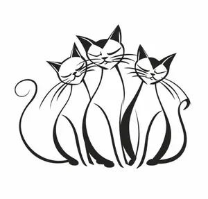 Three Cats Car Decal Sticker – Transparent Background Cute Minimalist Cat Family Vinyl Decal for Car Window, Bumper, Truck, SUV, Laptop, Waterproof Weatherproof Pet Lover Auto Sticker