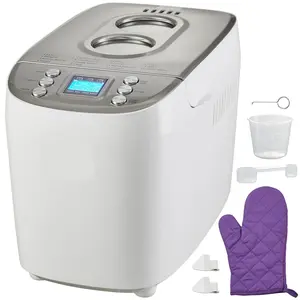 Bread Maker, 15-in-1 3LB Dough Machine, Nonstick Ceramic Pan Automatic Breadmaker with Gluten Free Setting, Whole Wheat Bread Making, Digital, Programmable, 3 Loaf Sizes, 3 Crust Colors, White