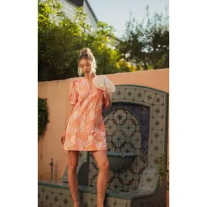Peach Floral Jacquard Shift Dress