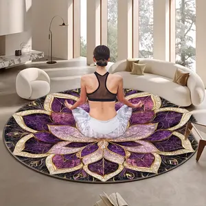 Lotus Pattern Round Boho Rug, Decorative Rug, Meditation Cushion Yoga Mat, Indoor Room Entrance Living Room Decor, Portable Outdoor Rest Pad, Holiday Party Decoration, Home Decor Rug