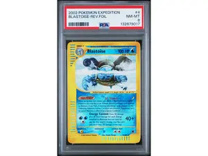 2002 Pokemon Expedition Reverse Holo Blastoise #4 PSA 8