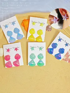 Women's Rhinestone Earrings Set, Seashell Earrings, 6-Piece Shell Design Jewelry, Elegant Party Accessories, Fashionable Gift Idea for Women & Girls