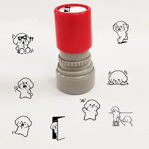 Cute Pomeranian Emoji Light-Sensitive Stamps, Fun Dog Stamps, Round Press-On Stickers, Decorative Seals for Cards, Diaries, Envelopes, Office Use, Creative Gift