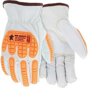MCR Safety Cut Resistant Puncture Proof Gloves, Size M, ANSI Cut Level A5, Puncture Level 3, Kevlar Lined, Slip-On Cuff, White/Orange, Paired 36136KDPM