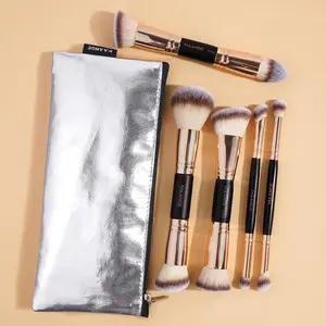 MAANGE 5pcs Double-Ended Makeup Brushes with Makeup Bag, Makeup Tools Set, Brush Set Cosmetic, Foundation Brush Loose Powder Brush Blush Brush Contour Brush, Beauty Tools for Flawless Application, Makeup Lovers
