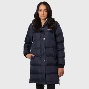 Canada Weather Gear Women’s 2 in 1 Long Heavyweight Puffer Coat & Vest – Water-Resistant Winter Jacket with Hood & Full Insulation - Navy - Xlarge