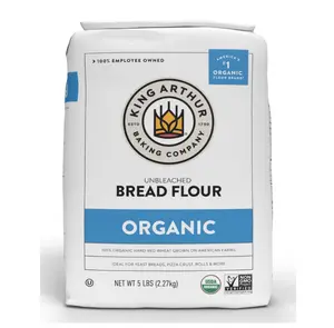King Arthur Unbleached Organic Bread Flour - High Protein 12.7% for Lofty Yeasted Breads, Non-GMO, Kosher Certified - Premium Baking Flour for Artisan Loaves, Pizza Dough, and Sourdough (5 lbs)