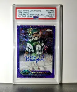 Mike Quick 2023 Topps Chrome Purple Speckle Refractor 2/199 PSA 9 Auto 10