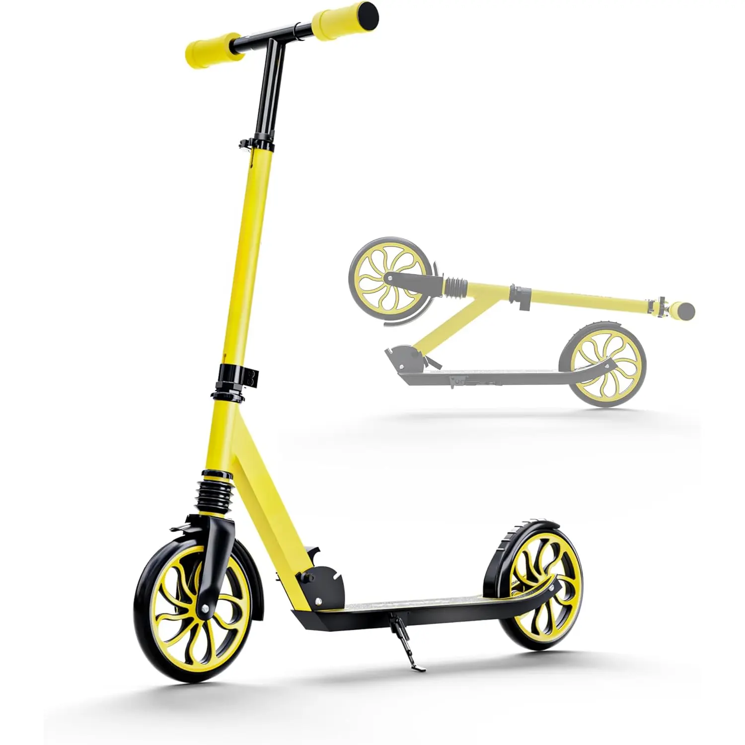Kick Scooter for  Ages 6-12,Teens & Adults, . Lightweight Aluminum Kick Scooter for Teens Adults   with 8 inch Big Wheels, Foldable, 3 Height Adjustable, Shock Absorption.