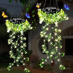 Outdoor Garden Decorative Lights Set, Artificial Plant Pendant Lamp, 66 LED Bulbs, Ip65 Waterproof, Perfect for Yard, Patio, Wedding Party, Solar Garden Lights