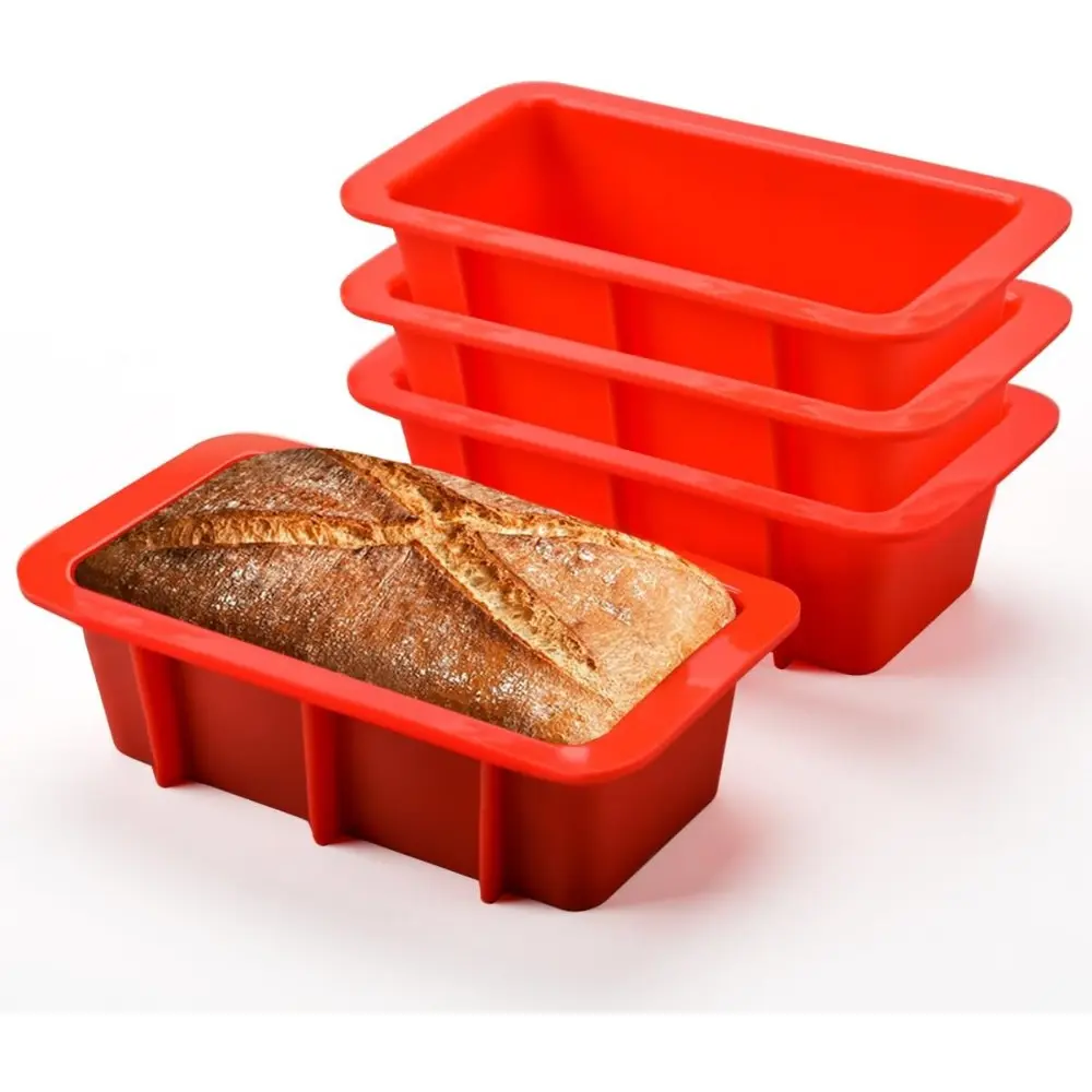 4-Piece Lightweight Silicone Mini Bread Loaf Pans Set - Nonstick Baking Tins, 2.7x5.4 In Molds for Bread, Brownies, Silicone Muffin Pan