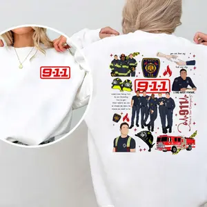 9-1-1 TV Show Sweatshirt, 911 Firefighter Rescue Team Shirt, Fire Truck Graphic Crewneck, American TV Series Apparel, Gift for Him Her First Responder Tee