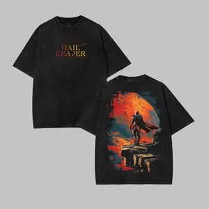 Men's Red Rising Darrow Cotton T-Shirt - Menswear, Round Neck, Shortsleeve, Simple Fantasy Design, 2-Sided Washed Casual Streetwear Top, Brent Rivera Merch, Hip-Hop Rapper Concert Graphic Tee