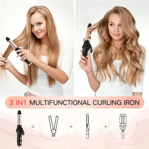 2-in-1 Wireless Straightener and Curler USB Rechargeable Design Three Temperature Settings Portable Travel-Friendly Curler Suitable for All Hair Types
