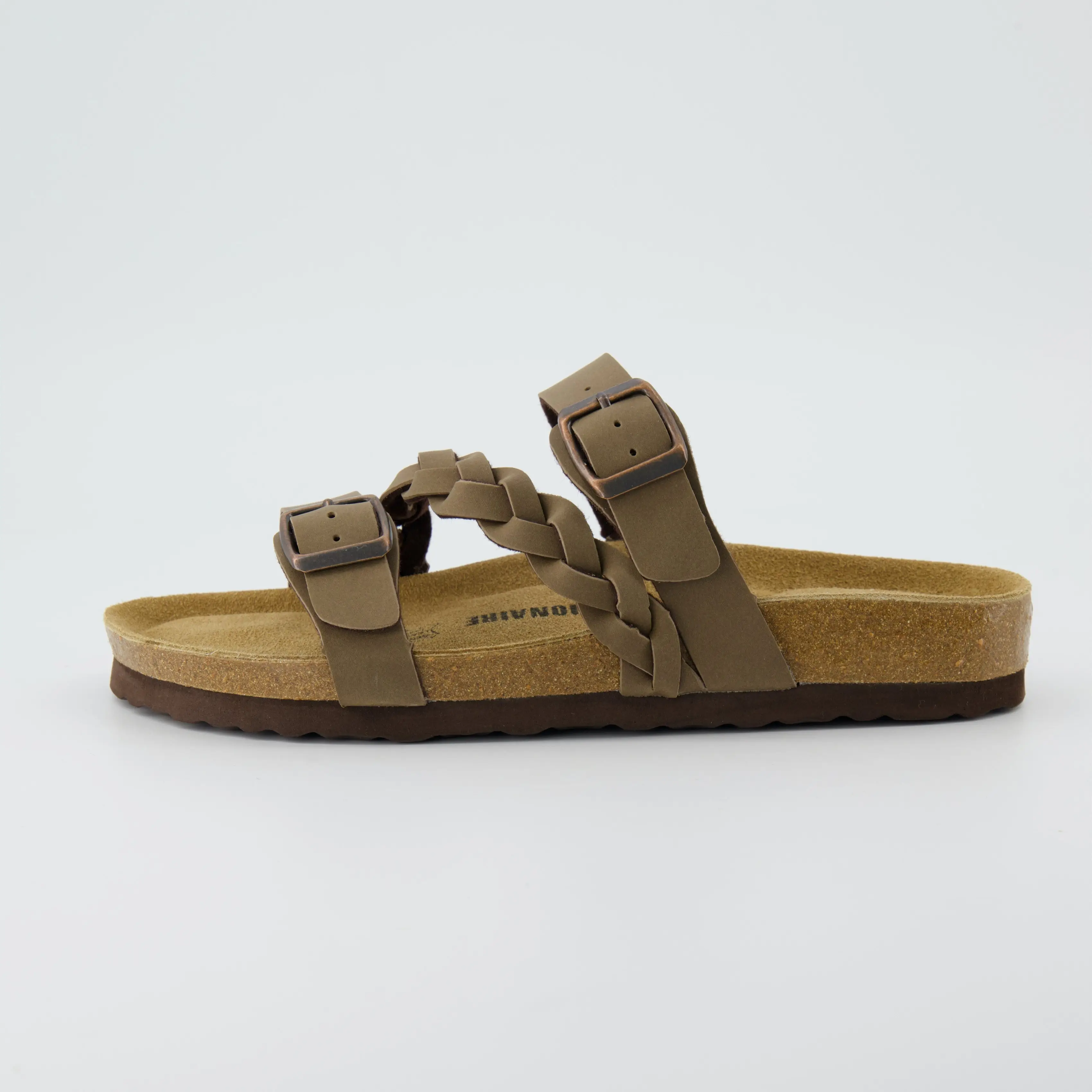 Cushionaire Women's Lizzy Cork Footbed Sandal - Boho Chic Summer Slide Sandals with Memory Foam Cushioned Genuine Suede Insoles, Arch Support, Wide Wi