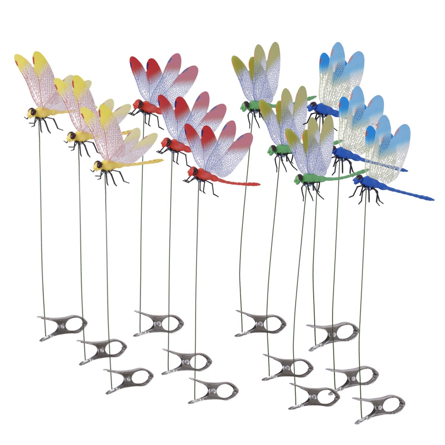 4/8/12PCS Dragonfly Hat Clip Bug Repellent,Outdoorhat Clip on Fake Dragonfly Rod clipfor Bug Repellent, 3D Dragonfly GardenStakes Decor, Multicolor Waterproof, EasyAttachment for indoor Outdoor Mosquito repellent DRAGONFLY
