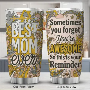 Best Mom Ever 20oz Stainless Steel Tumbler, Personalized Travel Mug for Car, Mother’s Day & Birthday Gift for Mom