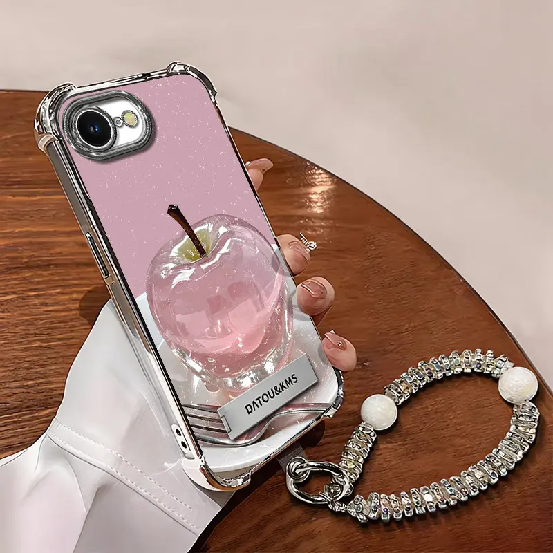 Suitable for [iPhone 16e] Latest high-end phone case,Features a Cute Pink Apple Print Design—Soft TPU and Reinforced Silicone Case.YM99