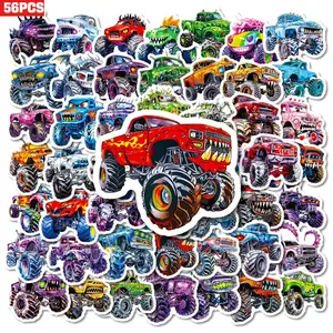 56pcs Colorful and Powerful Monster Truck Off-Road Stickers, Truck Car Decal, suitable for scrapbooks, diaries, laptops, water bottles, cars, etc. A gift with a positive message and based on faith.