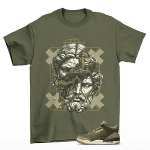 Beta Jordan 3 Family Affair Medium Olive Matching Sneaker Tee Shirt