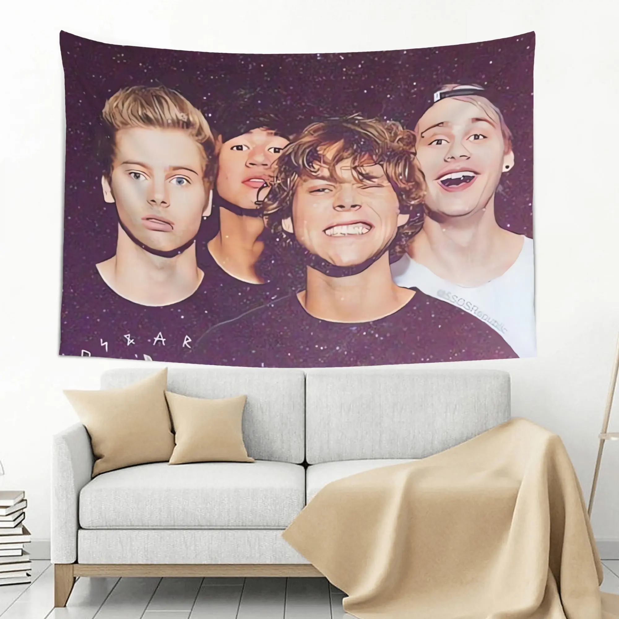 5 Seconds of Summer Band Inspired Wall Tapestry Cozy Polyester Hanging Decor for Bedroom Reading Nook Music Fan Gift