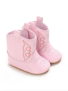 Newborn Infant Cute Embroidering Boots, Ethnic Style Anti Slip Soft Sole Baby Walking Shoes, New Children's Casual Boots