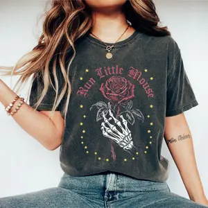 Run Little Mouse Unisex T-Shirt, Haunting Adeline Shirt, Dark Romance, Smut Reader Gift, Women's Book Lover Rose Skeleton Graphic Shirt
