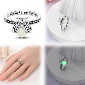 925 Silver Wedding Ring Original Blue Zircon Simple Ring For Women Sterling Star Moon Firefly Colorful Rings Anniversary Jewelry