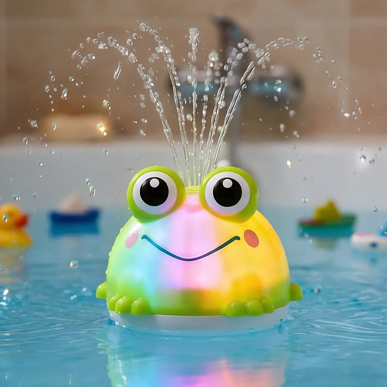 Light Up Bath Toys, Toddler Bath Toys for Kids Ages 1-3, Stocking Stuffers for Babies 6-12-18 Months, Bath Toy Sprinkler Toddler Birthday Bathtub Water Toy