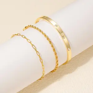Tewiky Greenish Spring Jewelry Gold Bracelets for Women Non Tarnish-Dainty Bangle Trendy Waterproof Gold Bracelet Stack Love Cuff Tennis Bead Bracelet Set Jewelry for Women