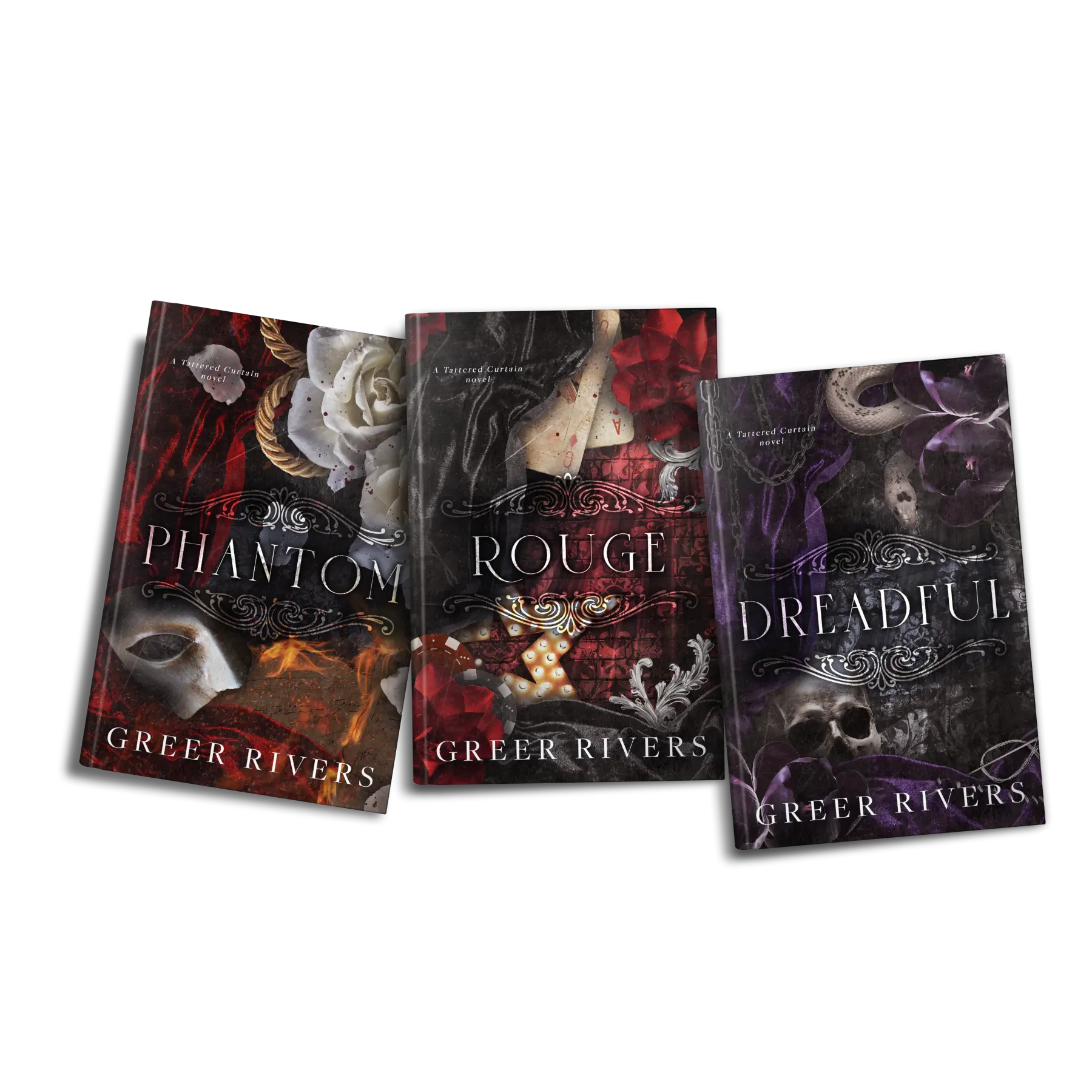 Spicy Dark Romance Trilogy - Tattered Curtain Series by Greer Rivers - Soft Cover Signed retelling paperback edition Gothic Love