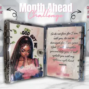 God Got Me Month Ahead Challenge Book with 10 Laminated Cash Envelopes & Customizable Trackers for Budgeting and Financial Planning