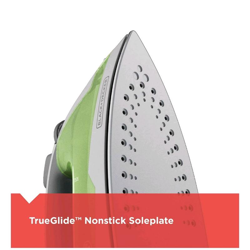 Black+Decker, Easy Steam Compact Iron, IR02V-T Anti-Burn Auto Shut-Off Carry Lock Detachable Water Tank Dry Irons Garment Steamers Steam Generator Irons Steam Irons Coated non-stick Ceramic Stainless Steel