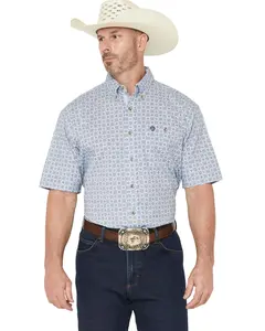 Wrangler Men's George Strait By Men'S Geo Print Short Sleeve Button-Down - 112374581