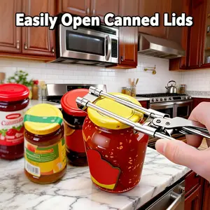 Jar Opener for Weak Hands, Multifunctional Adjustable Can Opener, Stainless Steel Jar Lid Opener Bottle Opener Tool for Seniors with Arthritis, Manual Jar Gripper for Kitchen