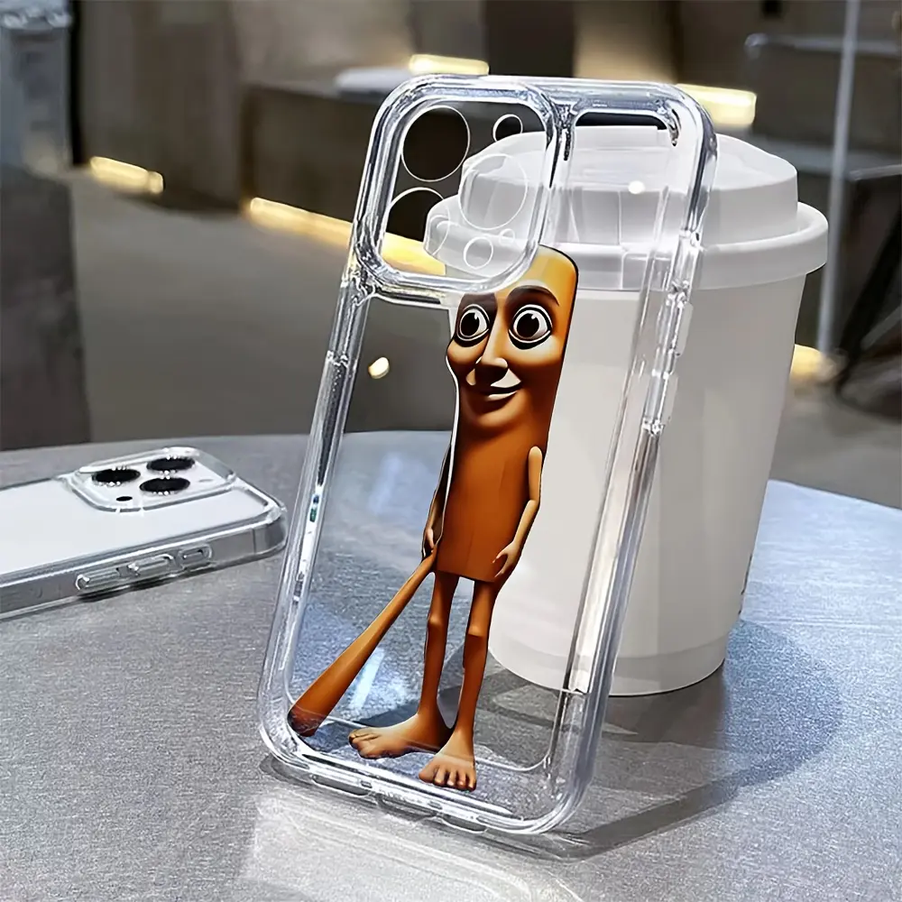 Luxury Fashion Cute Fun Cartoon Tung Tung Sahur Protective Phone Case, Transparent Tpu Soft Back Cover for Smartphone iPhone 16e 16 15 14 13 12 11 Pro Max X XR XS Max 8 7 Plus Accessories Shockproof Phone Cover-TMTKK-GY,Halloween,Horror,Character,Silicone