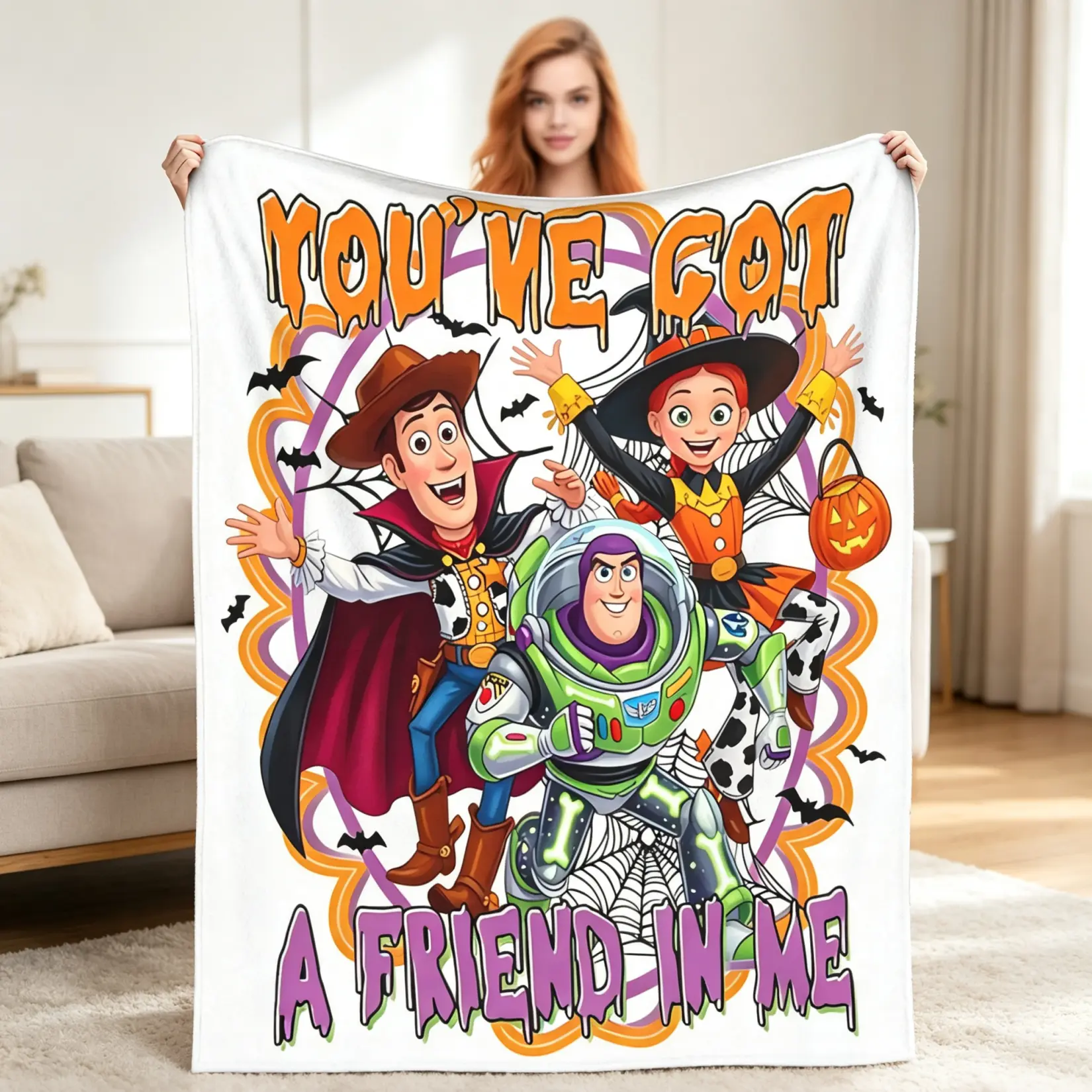 Disney Pixar Classic [2026 New] Toy Story Halloween Throw Blanket Woody Buzz Lightyear Graphic Fleece Cozy Soft Blanket for Bed Couch Office Camping Holiday Gift