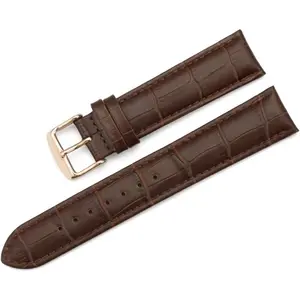 Leather Watch band Alligator Grain Calfskin Replacement Strap Stainless Steel Buckle Bracelet for Men Women-18mm 19mm 20mm 21mm 22mm 24mm-Black Brown