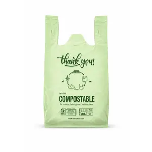 OrangeBio® Compostable Carryout Bags, 10" x 6" x 20", 500 Count, BPI Certified, TÜV OK Compost HOME