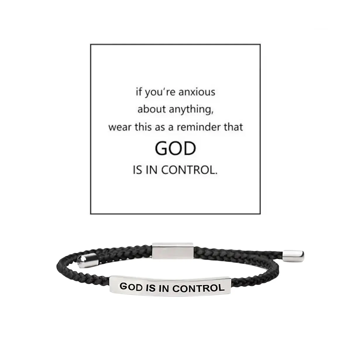 God is in Control Inspiration Bracelet - Elegant Design with Unique Patterns and Letters, Unisex Adjustable Christian Bracelet with Motivational Message Card Gift for Her Him