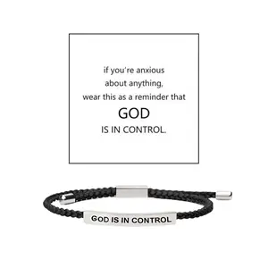 God is in Control Inspiration Bracelet - Elegant Design with Unique Patterns and Letters, Unisex Adjustable Christian Bracelet with Motivational Message Card Gift for Her Him