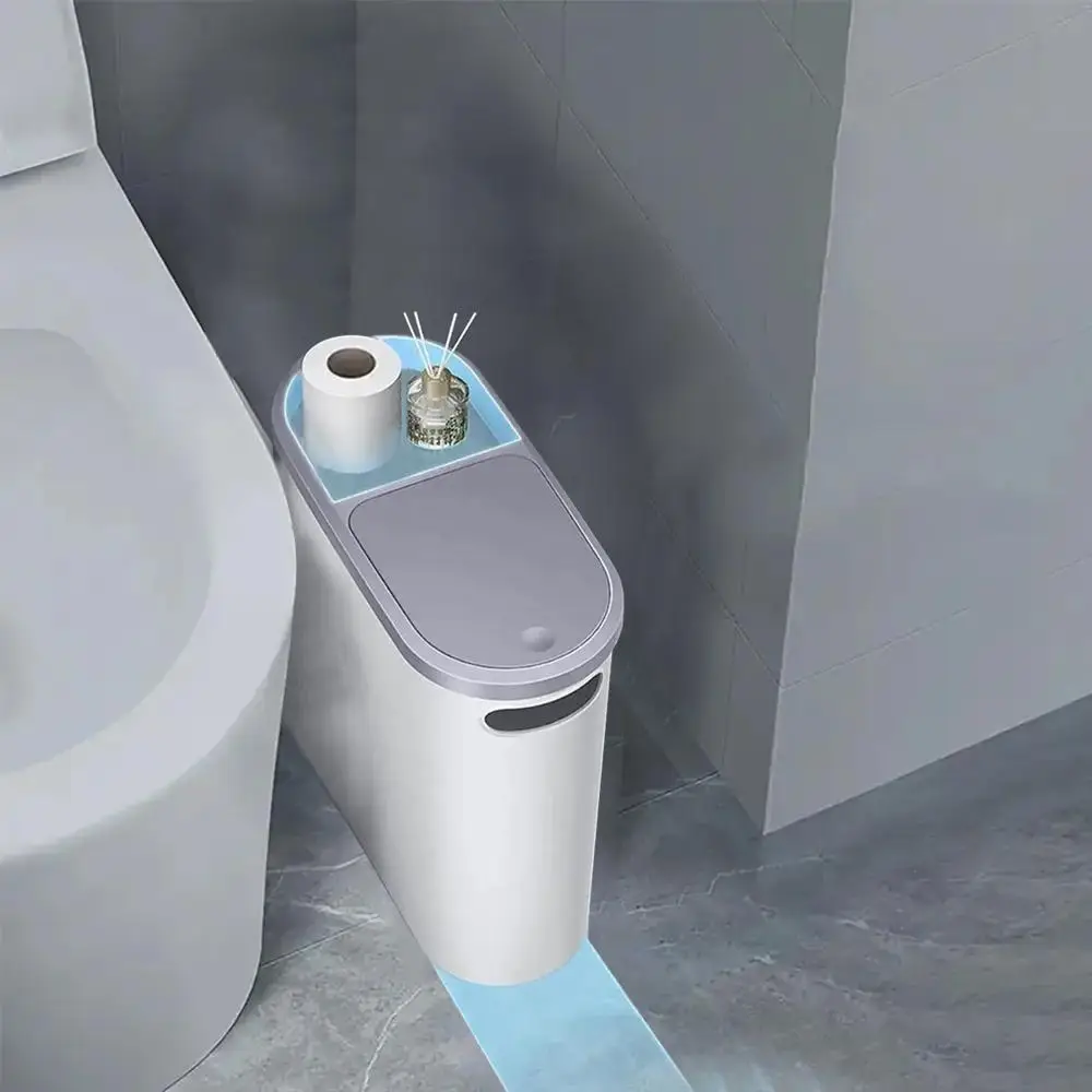 Bathroom Trash Can, Household Creative Waste Bin, Press Type Garbage Can with Lid, Simple Paper Basket, Home Large Capacity Trash Bin