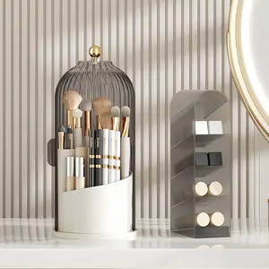 [Aesthetic] Dustproof Rotating Toothbrush Holder with Cover, Clear Acrylic Vanity Organizer for Electric Toothbrushes & Makeup Brushes, Space-Saving Bathroom Countertop Storage, Easter Gift,Transparent,Space-Saving,Clear Acrylic