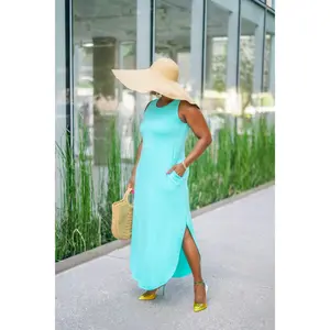 Classy Casual Sleeveless Maxi Dress (Mint)